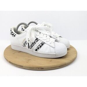 Adidas Superstar‎ Shoes Womans 8 White Black Animal Print Athletic Sneakers